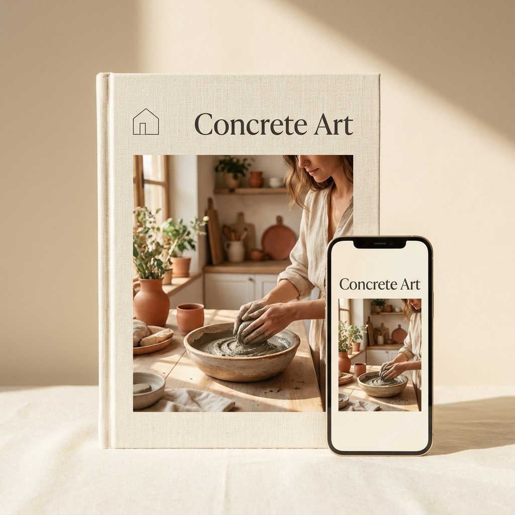 Concrete Art course book and phone mockup