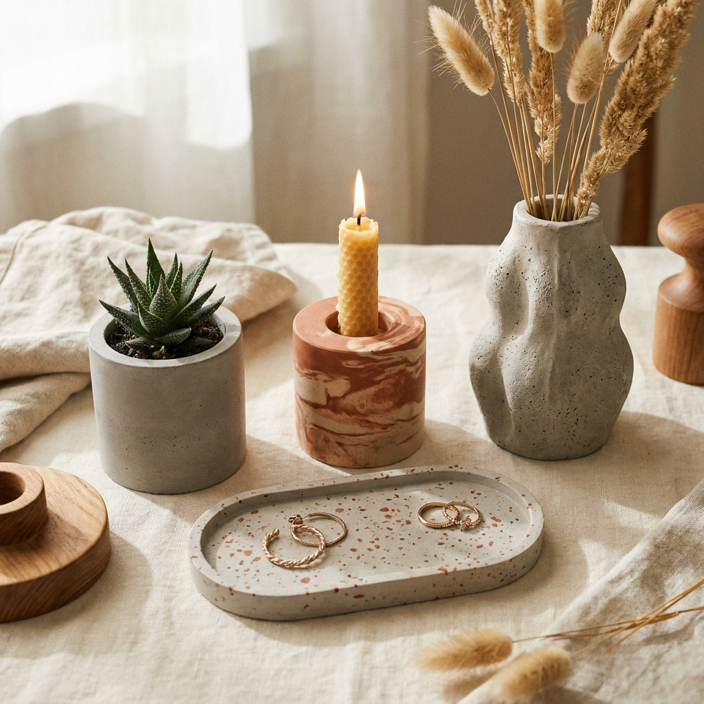 Handmade concrete decor piece