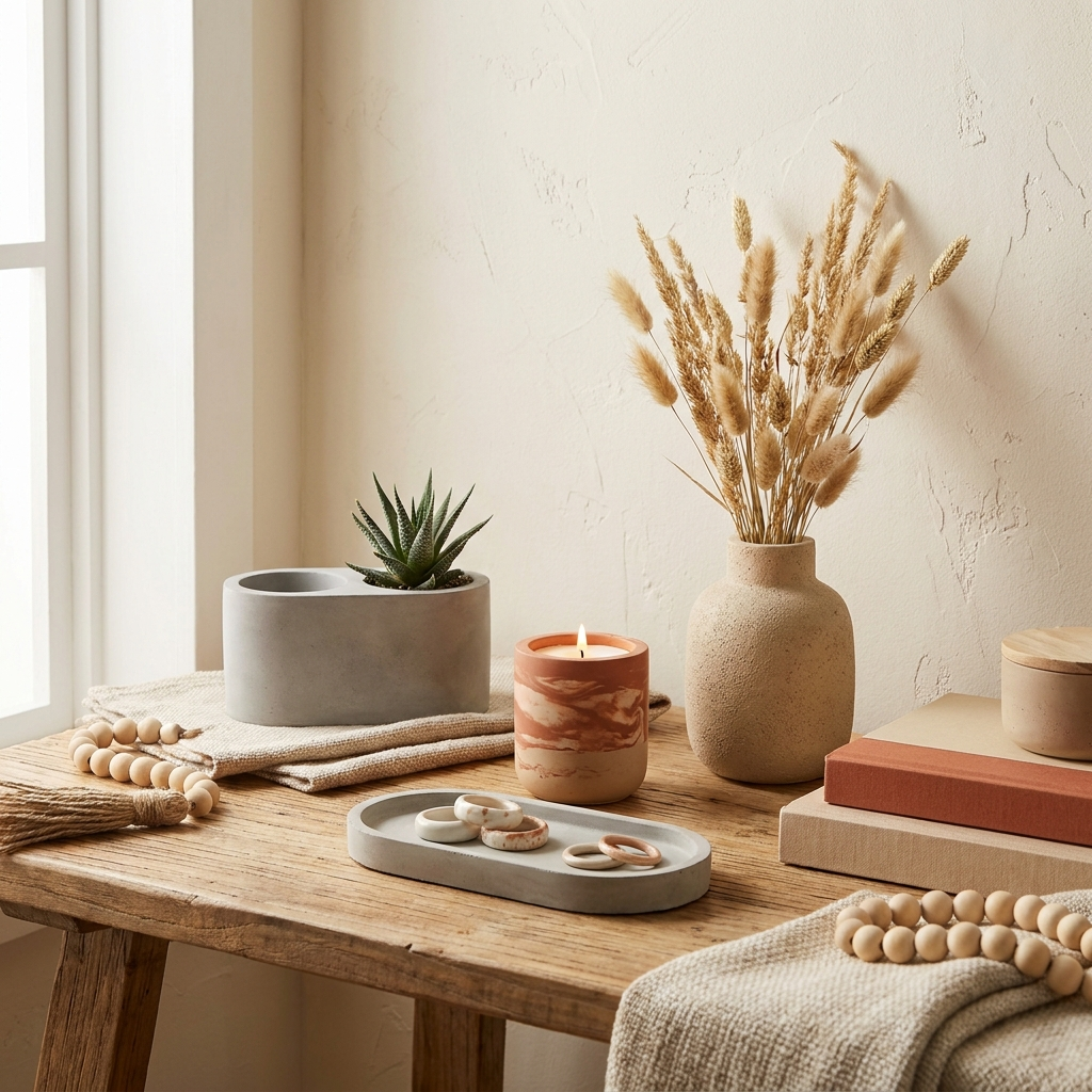 Handmade concrete decor piece