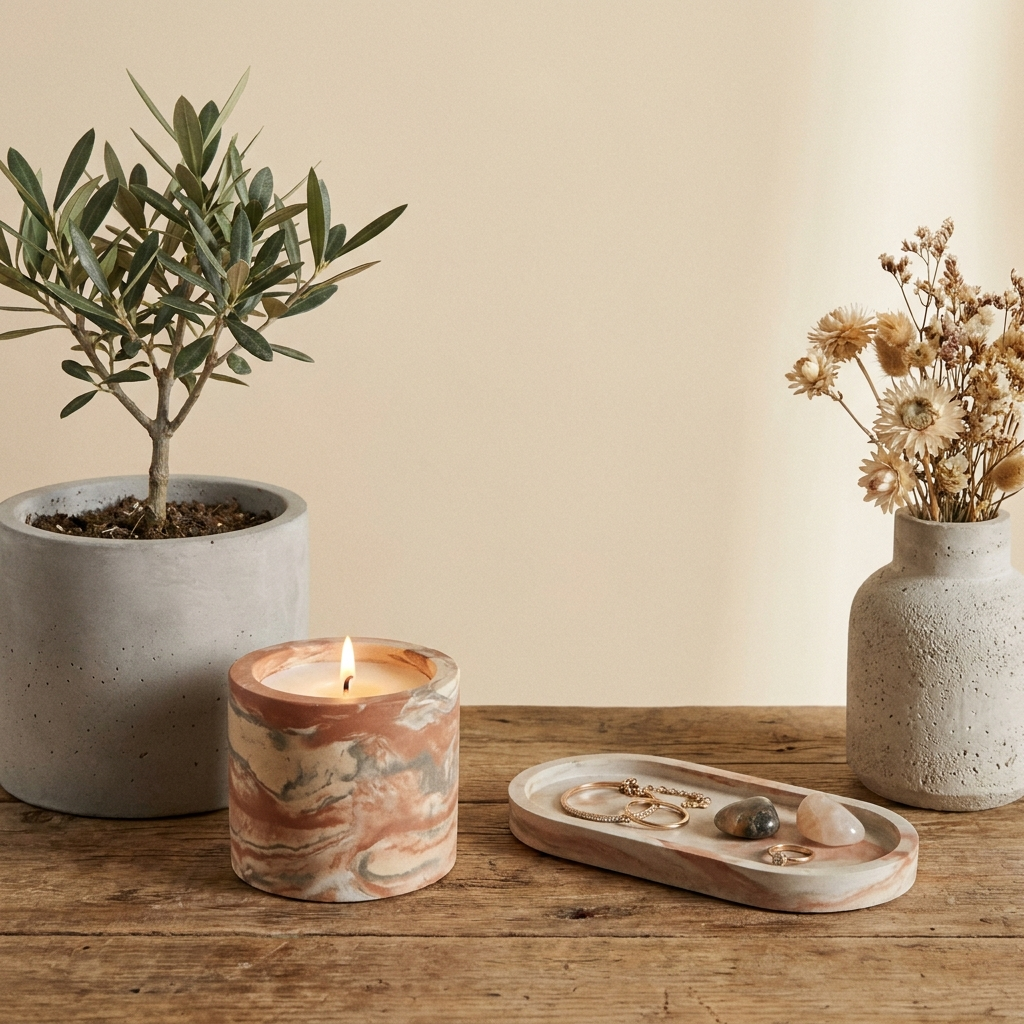 Handmade concrete decor piece