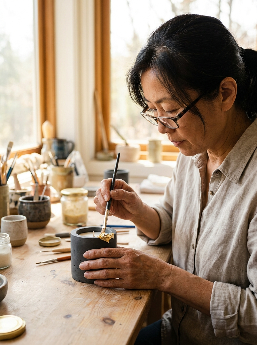 Student adding gold leaf detail